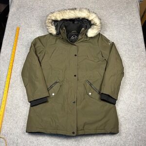 HFX Womens Performance Parka Olive Green Faux Fur Hood Jacket XL